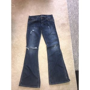Silver darkwash distressed jeans